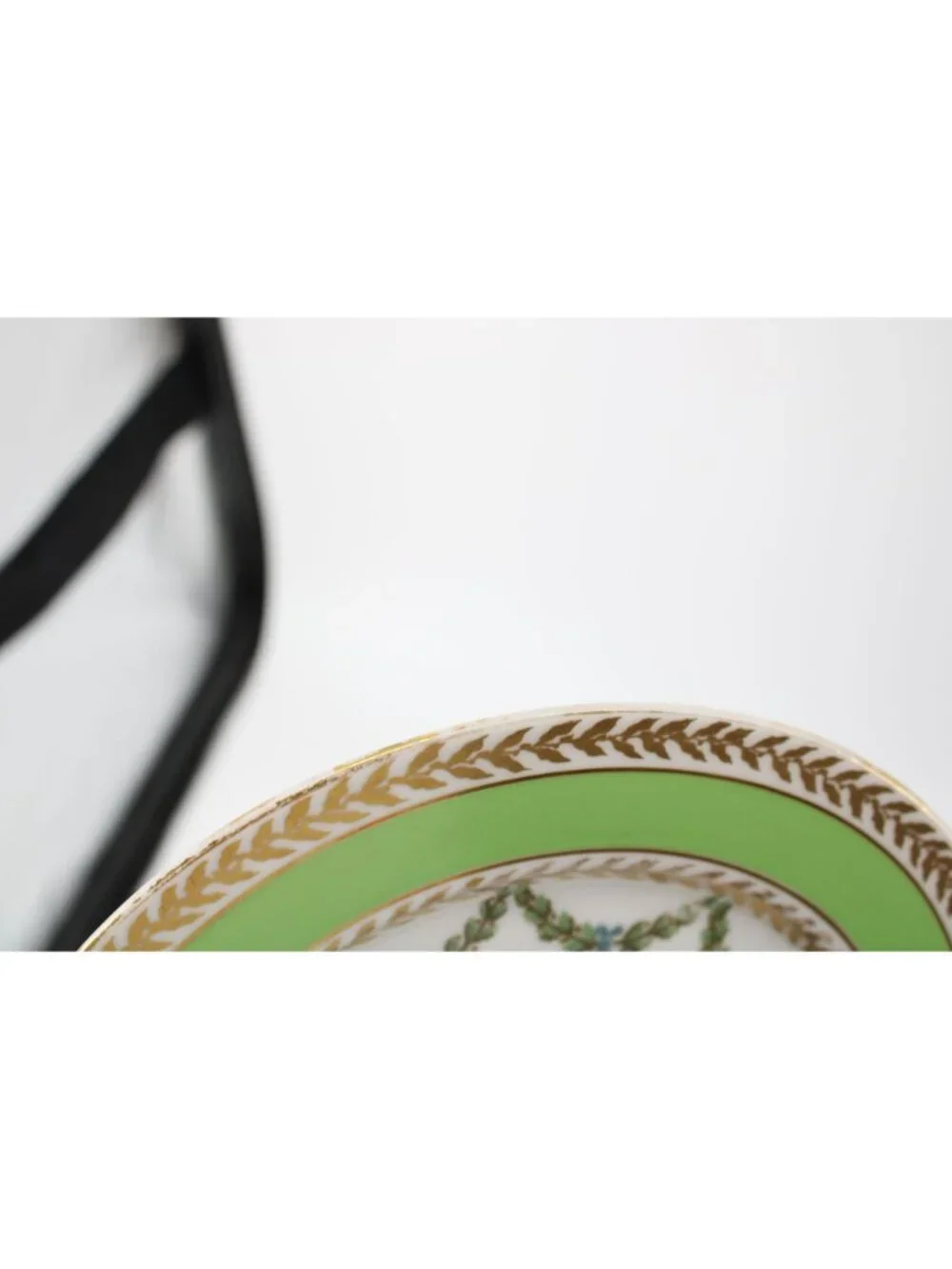 T & V France Green Gold Salad Luncheon Plate China Antique T&V Vintage 94703